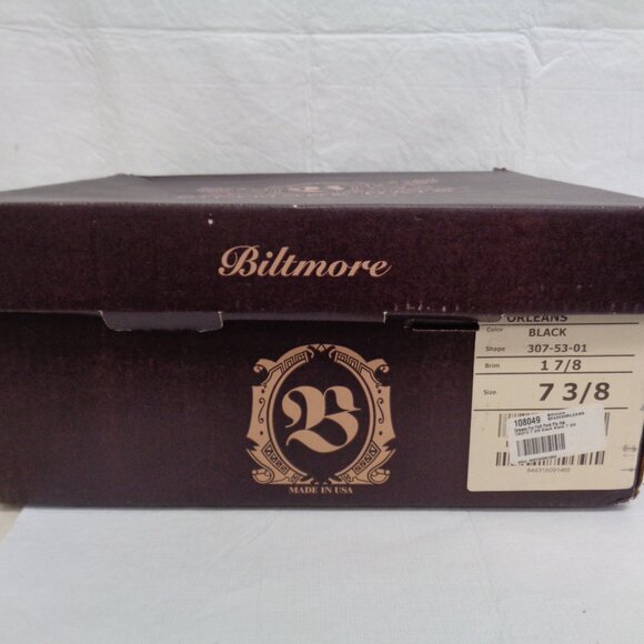 Biltmore Black Felt Orleans Pork Pie Hat 7 3/8" Red Feather - Picture 12 of 13